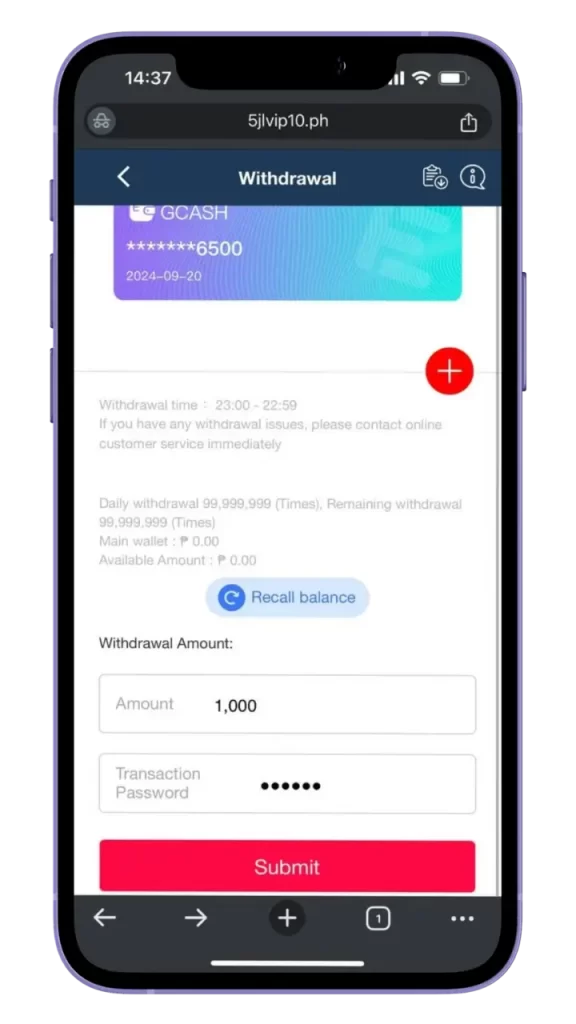 How to withdraw 5jl mobile